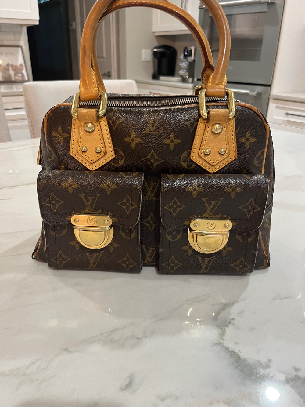 Louis Vuitton Monogram Canvas Manhattan PMDual-Pocket Messenger in Brown and Tan